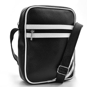 Borsello strisce bianche nero uomo borsa grande piccolo borsellino tracolla zip