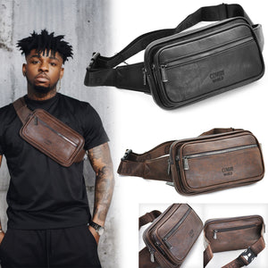 Marsupio COVERI ecoPelle Resistente Comodo Pratico 4 Tasche Zip vita monospalla