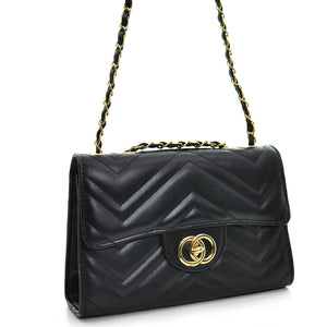 Borsa donna pochette borsetta catenina discoteca da sera trapuntata nera casual