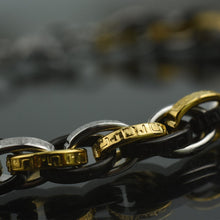 Carica l&#39;immagine nel visualizzatore di Gallery, GM set collana  +Bracciale uomo acciaio inox tricolore oro catena regolabile