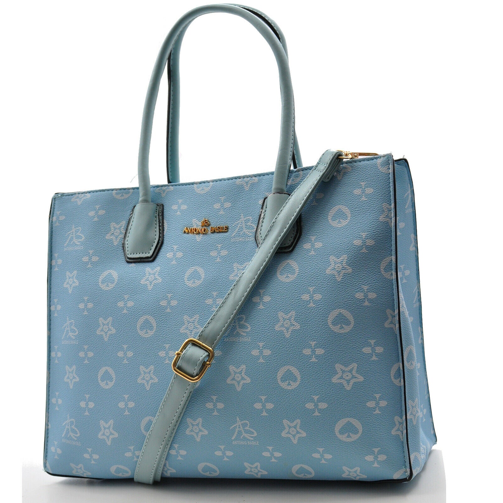 A. Basile borsa shopping moda elegante casual passeggio fantasia fiori marrone