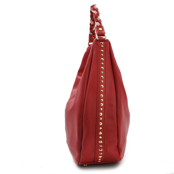 Borsa hobo donna a sacco CAVALLI capiente morbida monomanico rossa beige borchie