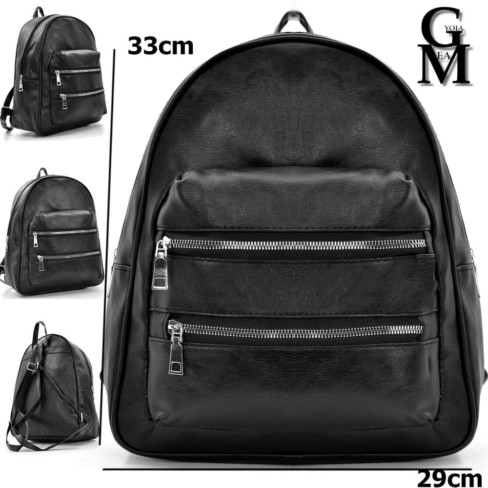 GM Zaino street donna uomo zainetto viaggio cerniere lavoro casual pelle nero