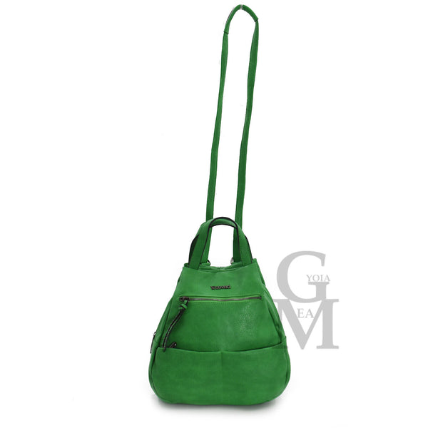 yyCOVERI zaino borsa donna pera verde nuovo TRASFORMABILE giornaliero 2in1 pelle