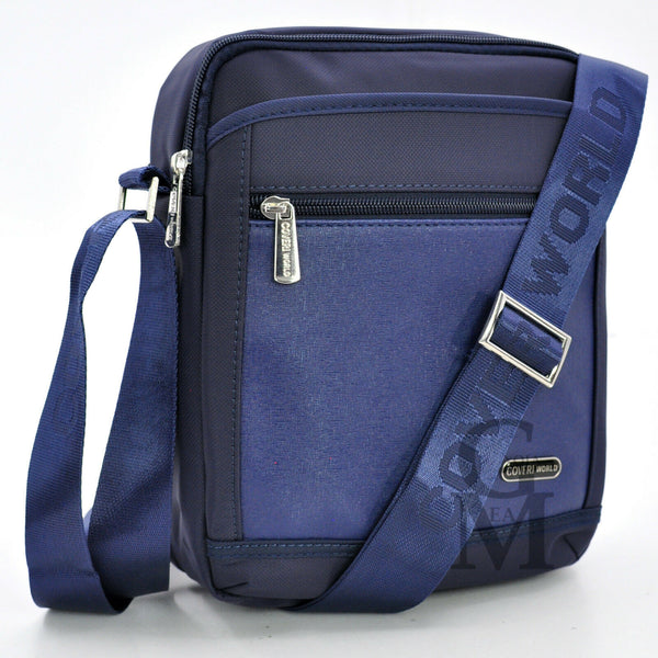 COVERI borsello uomo borsa tracolla nylon nero blu impermeabile zip capiente