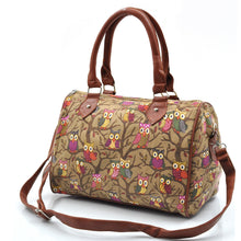 Carica l&#39;immagine nel visualizzatore di Gallery, Borsa borsetta bauletto fantasia gufi donna particolare tracolla tela colorata