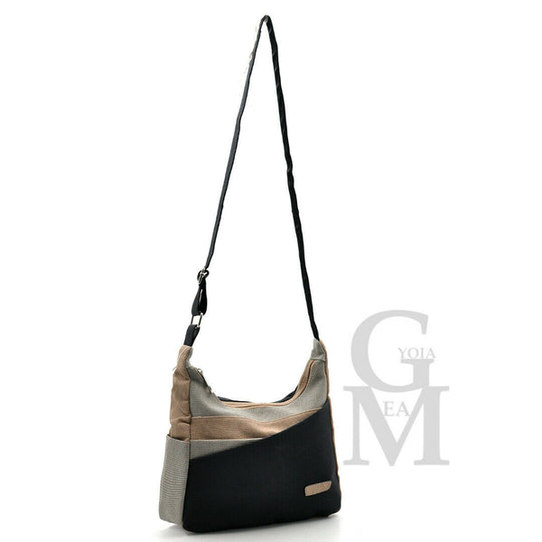 Borsa a tracolla capiente ecopelle passeggio spalla multicolore bicolore viaggio