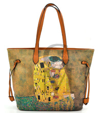 Carica l&#39;immagine nel visualizzatore di Gallery, Gyoiamea borsa fantasia dipinto quadro bacio klimt donna pelle shopping spalla