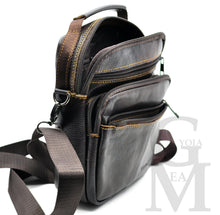 Carica l&#39;immagine nel visualizzatore di Gallery, Borsello uomo tracolla borsa VERA PELLE lavoro vintage tasche zip marrone nero