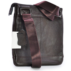 GM borsello vintage 4 zip uomo sottile caffè vera pelle tracolla spalla marrone