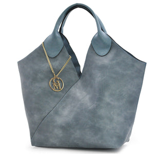 Borsa grande donna shopping capiente morbida shop shopper rosa azzurra capiente