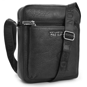 Borsello firmato Polo Club nuovo multi tasche uomo elegante pelle tracolla nero