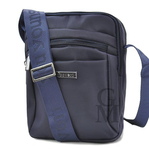 COVERI Borsello 5 zip originale tasche blu sportivo uomo tracolla nylon tessuto