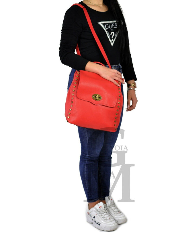 GM borsa zaino 2in1 donna fibbie borchie pelle cuoio scuola spalla tracolla