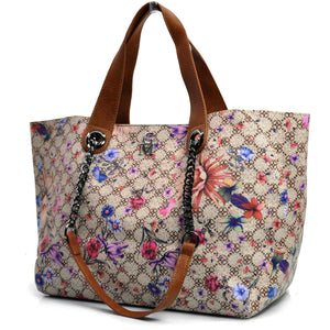 Gm borsa 3in1 hobo sacco casual manici catena tracolla fantasia fiori floreale