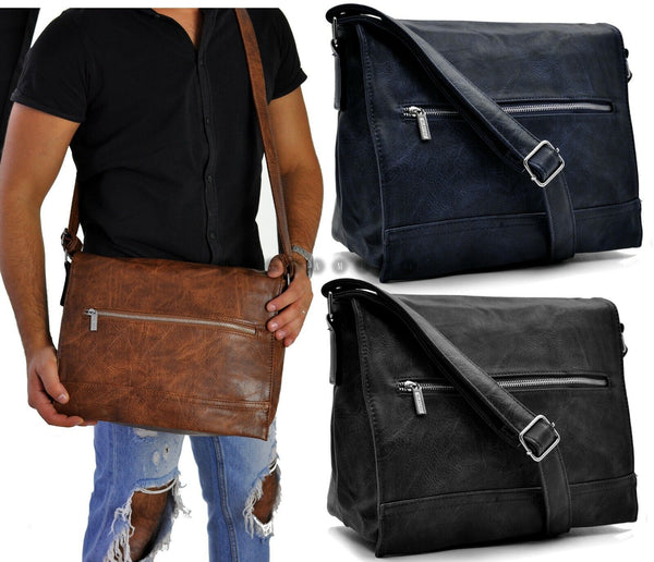 Borsa Uomo Tracolla Pelle  Lavoro Ufficio Messenger Bag Porta Laptop Casual