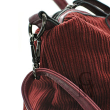 Carica l&#39;immagine nel visualizzatore di Gallery, GM borsa morbida spalla donna vintage velluto coste e pelle capiente particolare