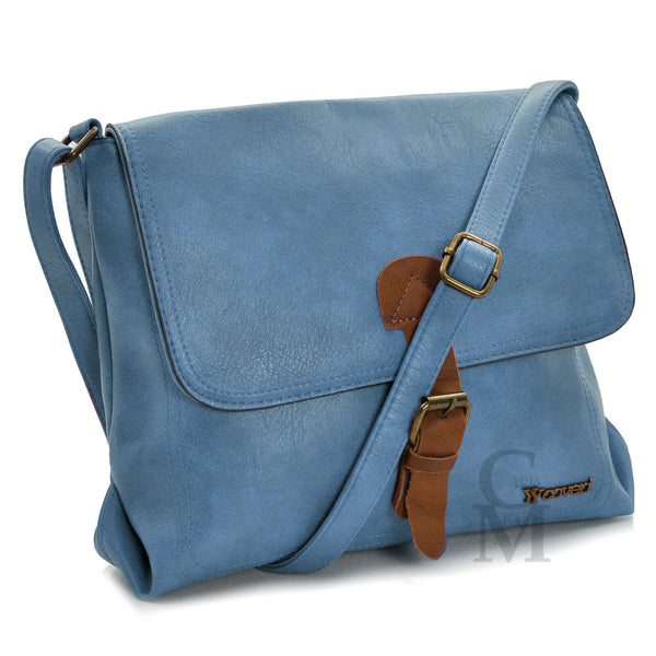 Borsa firmata COVERI uomo donna fibbie vintage pelle militare tracolla messenger