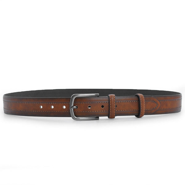 Cintura Cinta Uomo in Vera Pelle Cuoio Artigianale Casual VINTAGE cuciture nera