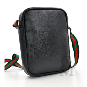 Borsello strisce verdi nero uomo borsa grande piccolo borsellino tracolla zip