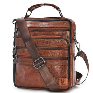 Borsello Uomo Tracolla tasche zip vera Pelle Lavoro Vintage Grande marrone nero