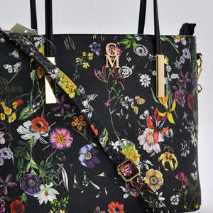 Borsa shopping moda grande GM donna grande spalla pelle fantasia fiori floreale