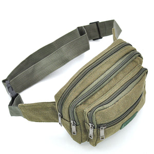 Marsupio multi tasche 5zip tela tessuto canvas militare vita spalla uomo viaggio