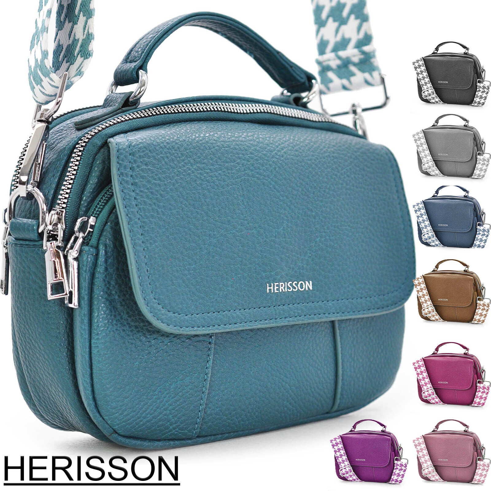 HERISSON Borsa borsetta pelle donna tracolla piccola cinghia colorata VERDE ROSA