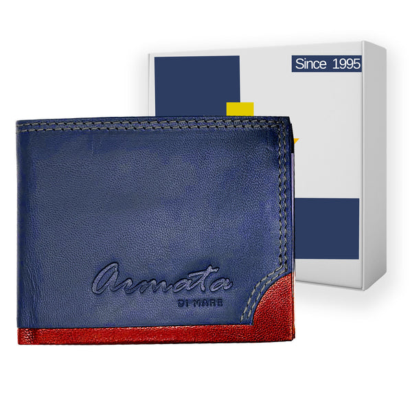Portafoglio in pelle uomo Armata di Mare porta grande carte 8 tasche colorato