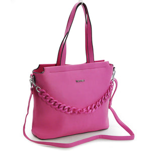 Borsa donna fucsia nera catena tracolla YYcoveri grande pelle spalla shopping