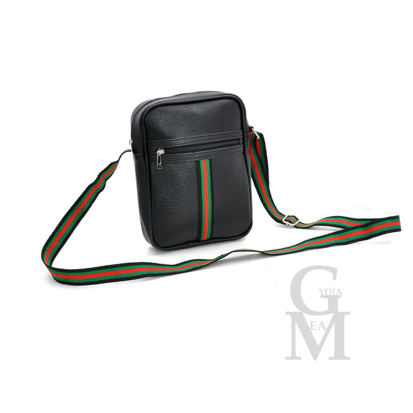 Borsello strisce verdi nero uomo borsa grande piccolo borsellino tracolla zip