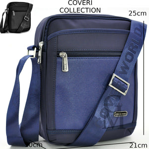 COVERI borsello uomo borsa tracolla nylon nero blu impermeabile zip capiente