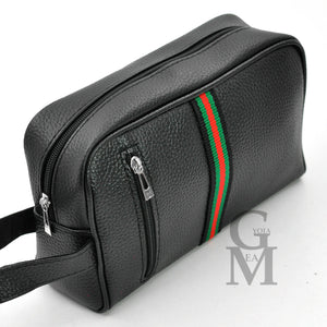 Pochette originale GM MODA strisce verdi uomo borsa mano pelle nero sport uomo