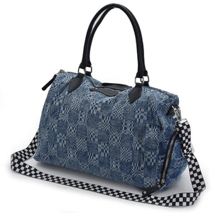 Borsa bauletto grande donna originale grande capiente jeans bagaglio viaggi jeansata viaggiare viaggio passeggio