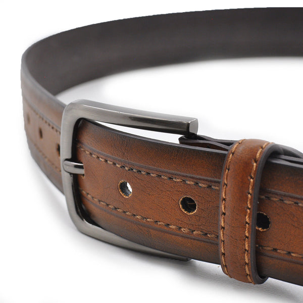 Cintura Cinta Uomo in Vera Pelle Cuoio Artigianale Casual VINTAGE cuciture nera