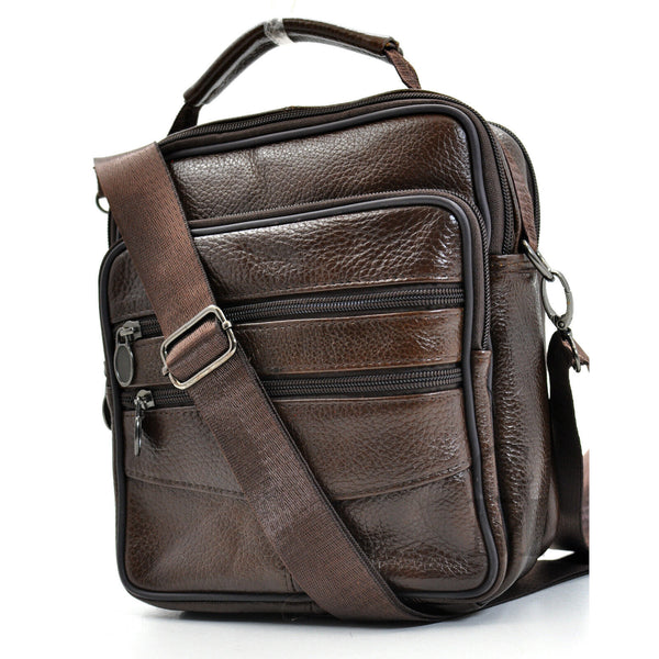 Borsello VALERIO VERA PELLE 6 tasche manico passeggio viaggio borsello vintage