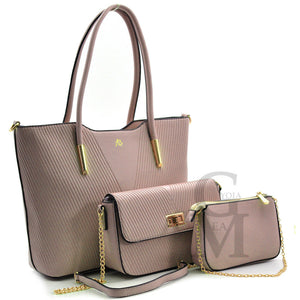 A.Basile set 3in1 borsa + borsetta + pochette trapuntata spina pesce donna lilla