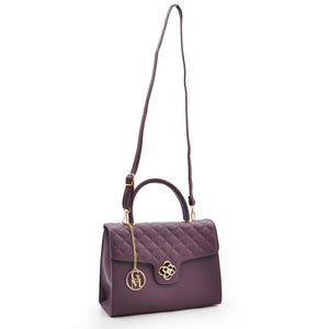 Gyoiamea Borsa viola donna bauletto nuova baule pelle rigida trapuntata tracolla