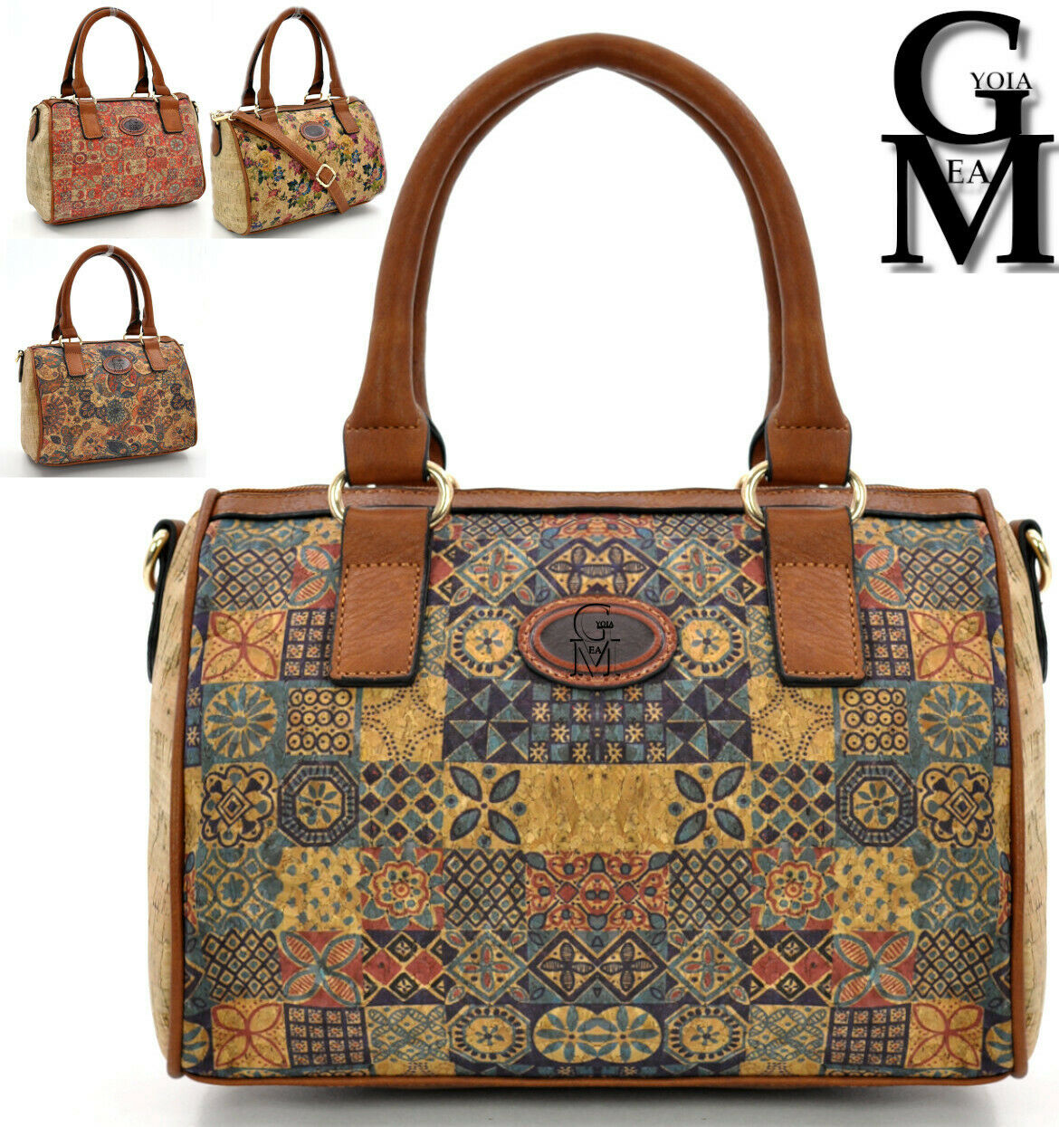 -Gyoiamea borsa bauletto fiori donna tracolla sughero fantasia fiorata colorata