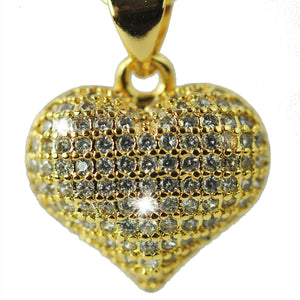 Collana donna punto luce oro strass zirconi incastonati ciondolo forma cuore