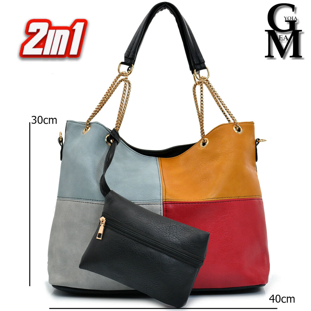 GM borsa multi colore colorata shopping morbida casual spalla tracolla grande