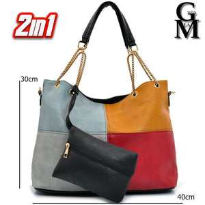 GM borsa multi colore colorata shopping morbida casual spalla tracolla grande