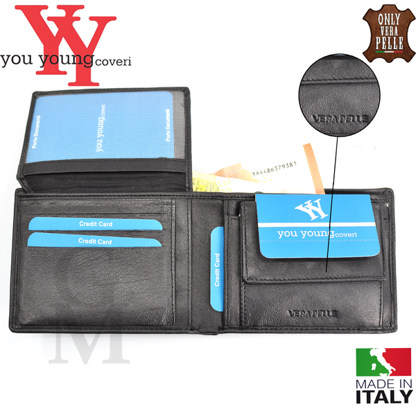 Portafoglio Pelle Nero Classico You Young Coveri Italia Elegante nero