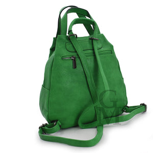 yyCOVERI zaino borsa donna pera verde nuovo TRASFORMABILE giornaliero 2in1 pelle