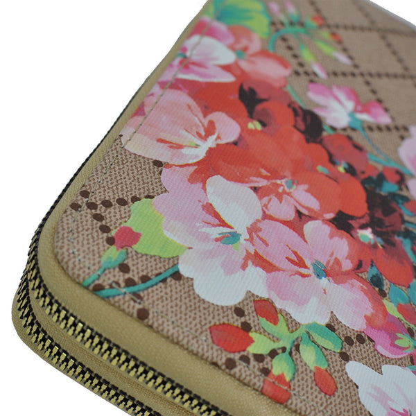 Portafoglio donna floreale Ecopelle italiana vintage  fantasia fiori elegante