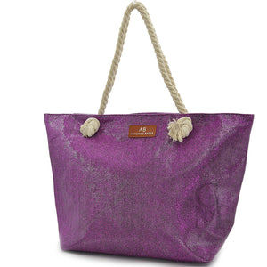 Borsa mare glitter firmato ANTONIO BASILE manici in corda capiente resistente