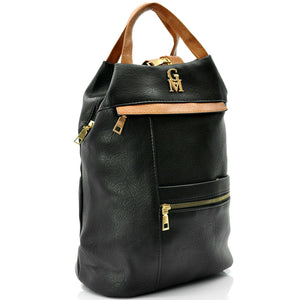 Gyoiamea 2in1 zainetto donna zaino borsa piccolo sacco similpelle nero vintage