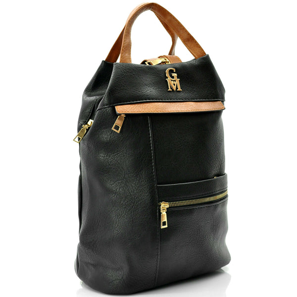 Gyoiamea 2in1 zainetto donna zaino borsa piccolo sacco similpelle nero vintage