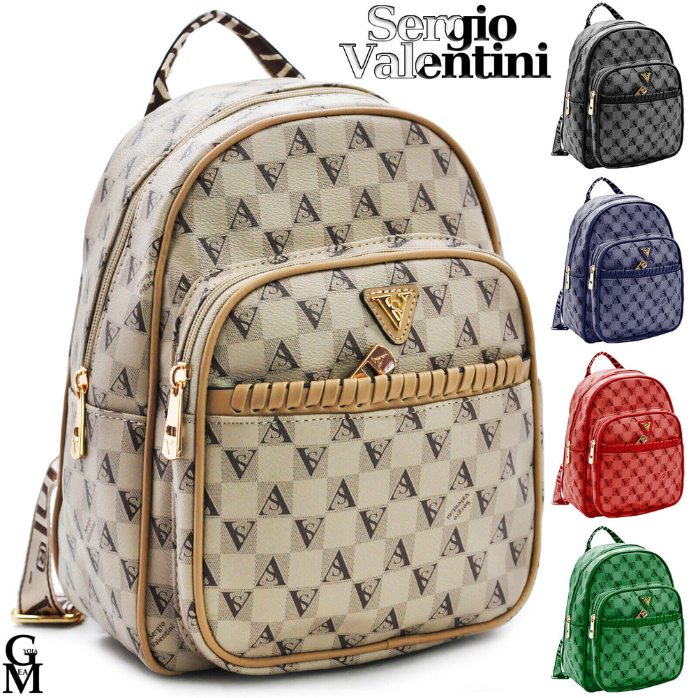 zaino donna zainetto firmato Sergio V. nuovo fantasia scritte grande tasche zip