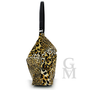 Borsa GRANDE hobo sacco pelo pelliccia moda casual fantasia leopardata maculata